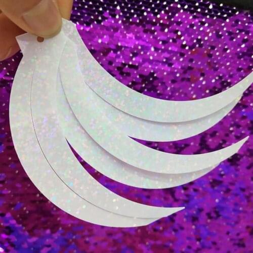 100pcs 17*85mm Sickle Cat Tail Shape Reaphook Loose Sequins Sewing Wedding Crafts Hologram Laser White