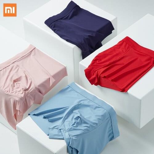 Xiaomi Men Ice silk Boxer Mens Panties Men Underwear Boxers Shorts Boxershorts Long Underpants Seamless Underwear Male 3pcs