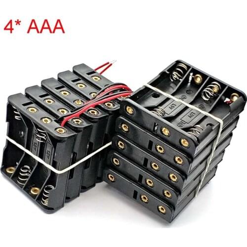 4 * AAA Battery Box Case Holder With Wire Leads Side By Side Battery Box Connecting Solder For 4 Pcs AAA Batteries