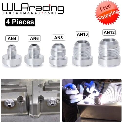 4 Pieces Top Quality Aluminum AN4 6 8 10 12 AN Straight Male Weld Fitting Adapter Weld Bung Nitrous Hose Fitting Silver