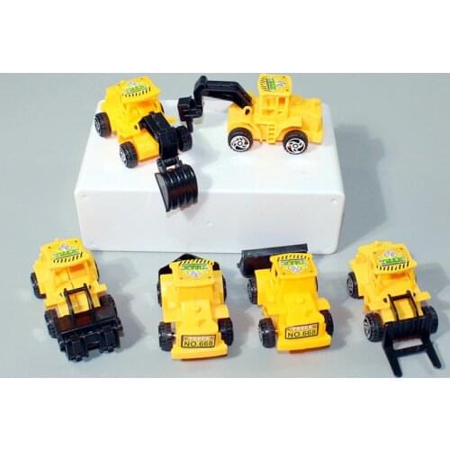 6Pcs/Set Mini Engineering Car Vehicle Toys Construction Truck Dump Forklift Excavator Cars Model Gifts For Kids Boys