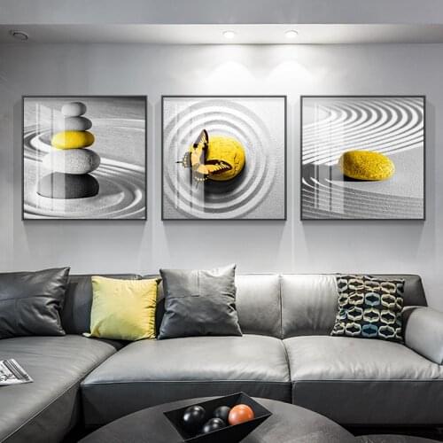 Abstract Yellow Black Stones Canvas Painting Posters and Prints Modern Wall Art Pictures for Living Room Nordic Canvas Art Decor