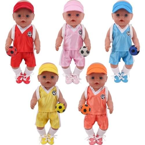 18 Inch Doll Jersey Suit Accessories Including Top, Shorts, Sneakers, Socks, Hat, Backpack, and a Ball for 18 Inch&43 Cm Doll