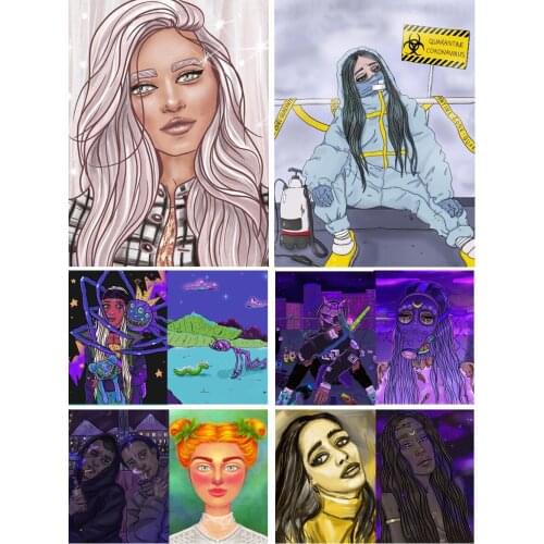 Fantasy Girls Bizarre 5D Diy Full Square and Round Diamond Painting Embroidery Cross Stitch Kits Wall Art Home Decor for Gifts