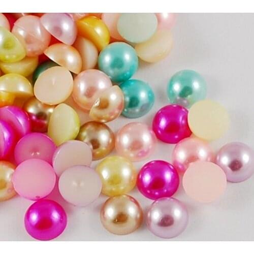 Free Shipping Many Colors 4mm 1000Pcs Craft ABS Imitation Pearls Half Round Flatback Pearls Resin Scrapbook Beads Decorate Diy