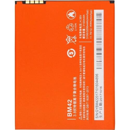 BM42 Mobile Phone BM42 Battery For Xiaomi Redmi note Hongmi Note Red Rice NOTE 1 note1 Battery