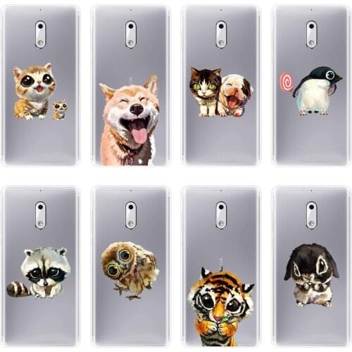 TPU Back Cover For Nokia 1 2 3 5 6 8 Soft Silicone Shiba Inu Dog Kawaii Cat Tiger Rabbit Owl Case For Nokia X6 7 Plus Phone Case