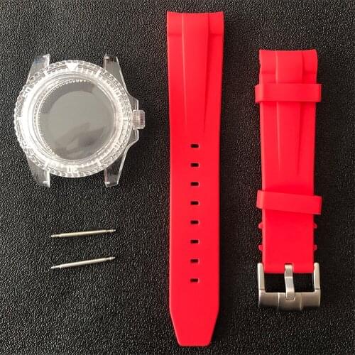 3m Diving Sports Watch Parts 40mm Watch Case /20mm Rubber Strap Band/Acrylic Cover/ Crown/ End Pin for NH35/NH36 Movement