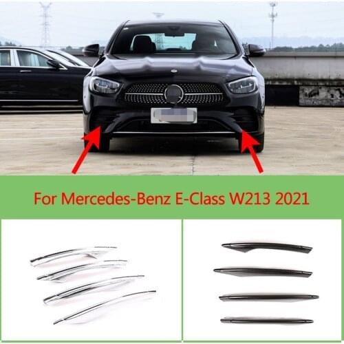For Mercedes-Benz E-Class W213 E300 E350 E400 E450 2021ABS Carbon fiber/Silver Car front fog lamp trim strip auto parts