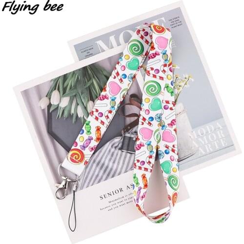 Flyingbee Colorful Candy Lollipop Cartoon Key Chain Lanyard Gifts For Child Students Kids Phone USB Badge Holder Necklace X1850