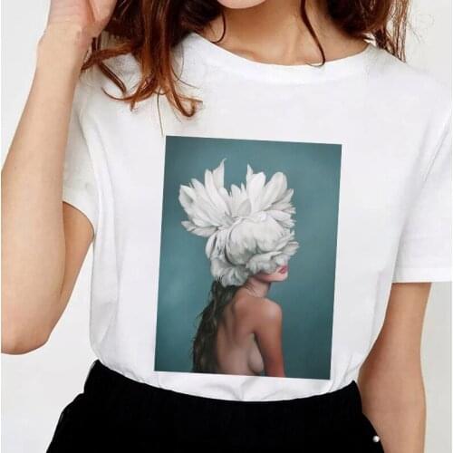 Women T-shirt 2021 Fashion Tshirt O-neck short sleeve tshirt Beautiful Tshirt Flower woman Print Lady Tee shirt Summer T-shirt