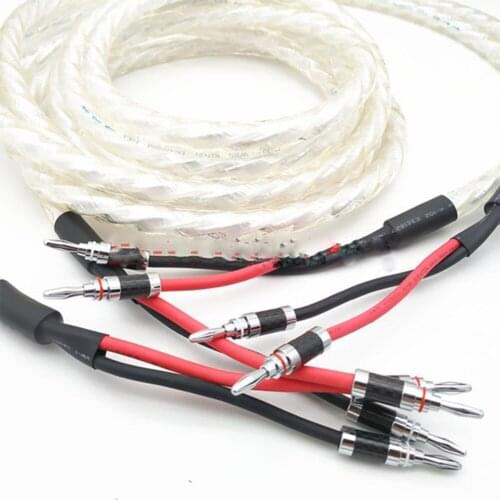 Hi-End hifi Audio Banana Plug AMP Speaker Cable 2 to 2 Connector Audio Amplifier CD DVD Player Speaker Cable