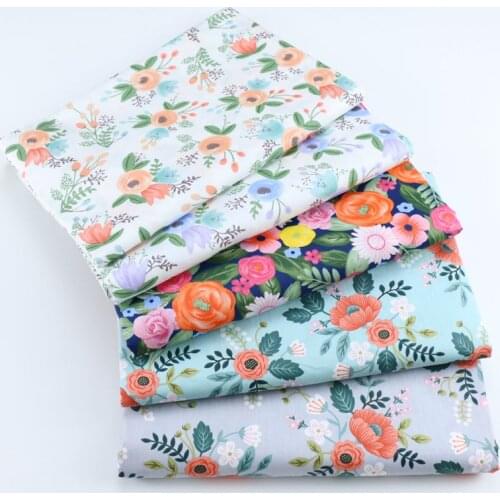 50x160cm Fashion Style Floral Series Printed Cotton Twill Fabric Breathable Soft Cotton Fabric Material for DIY Sewing Quilting