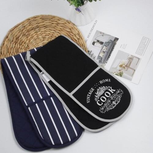 Cotton Siamese Anti-scalding Gloves Microwave Oven Thickened Bake Mat Holding Thermal Glove Headed Double Siamese Pot Insul J4Y8