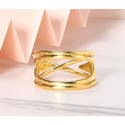 Stainless Steel Aesthetic Gold Silver Color Finger Ring Simple Geometry Irregularity Fashion Rings For Women Female Jewelry GIft