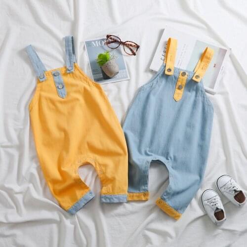 Childrens Overalls 2021 New Kids Boys Girls Cotton Soft Jumpsuits Baby Casual Color Matching Button One-piece Kids Trousers