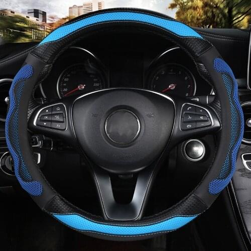 Leather Universal Car Steering-wheel Cover 38CM Car-styling Sport Auto Steering Wheel Covers Anti-Slip Automotive Accessories