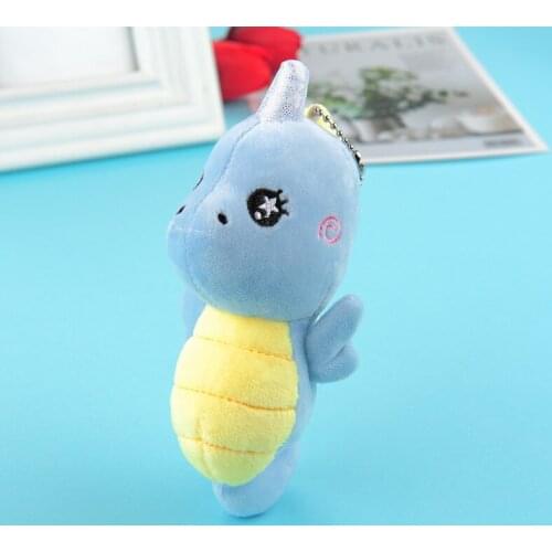 Cartoon Hippocampus Animal Plush Pendant Keychain Creative Soft Stuffed Toy Dolls for Children Girl Gifts Car Keyring Charm