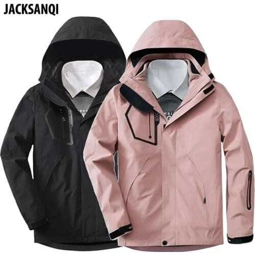 JACKSANQI Mens Womens 2 Pcs Thick Fleece Winter Hiking Jackets Outdoor Sports Warm Coats Thermal Skiing Camping Parkas RA418