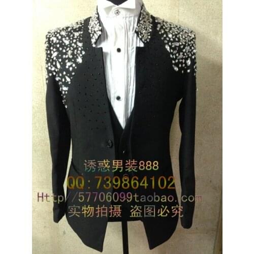S-xxxl 2021 Mens Slim Fashion Singer Tuxedo Seam Drilling Blazer Suit Costume The Host Formal Dress Men Magic Costumes Clothing
