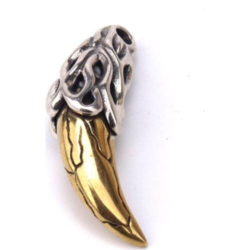 925 Sterling Silver Carved wolf tooth style mens Pendant Charm jewelry A5298