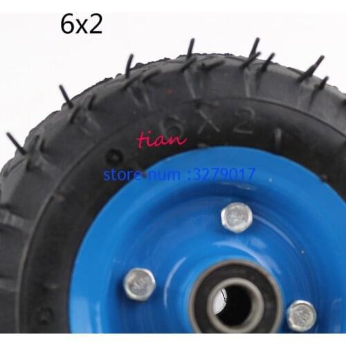 Newest 6x2 tire tyre rim 6 inch 15cm pneumatic wheel pump wheel trolley cart wheel roller caster wheel caster 6*2