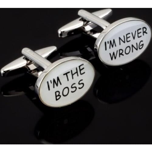 New French fashion mens shirt cuff Cufflinks high-quality MB Brand white Silvery Cufflinks wholesale I'M THE boss design