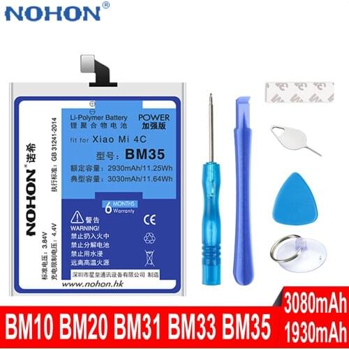 Original NOHON Battery BM10 BM20 BM31 For Xiaomi Mi 1 1S 2 S 2S 3 Mobile Phone Replacement Bateria High Capacity