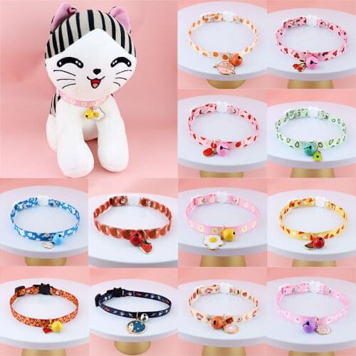 Colorul Dog Cat Collars Fruit Print With Bell Adjustable Buckle Collar Cute Cat Pet Accessories Collar For Small Dog Chihuahua