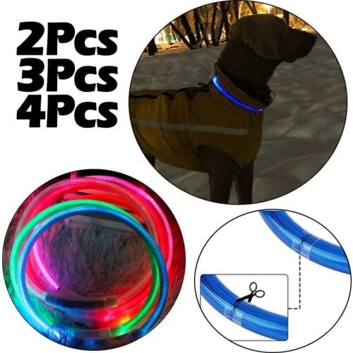 2Pcs/3Pcs/4Pcs Pet Dog Collar Night Glowing Luminous Night Safety Flashing Glow Rechargeable LED USB Dog Collar