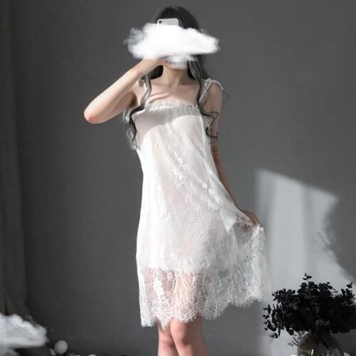 Sexy Night Dress for Women Lace suspender pajamas skirt Set Lingerie Women Sleepwear home suit Top Shorts camisola sex shop2021