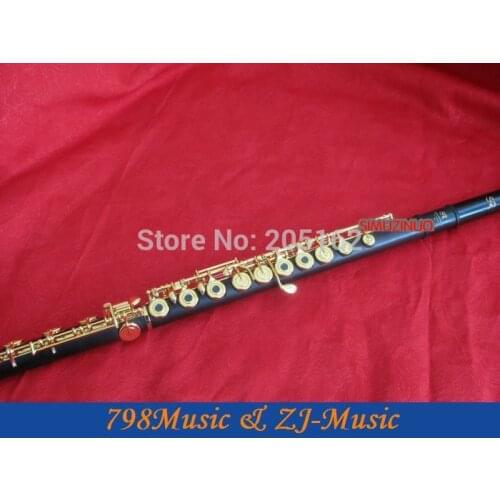 Gold Plated L African Blackwood Grenadilla Flute-B foot-Open Hole-Split-E-Inline-G-American Headjoint-NO.6