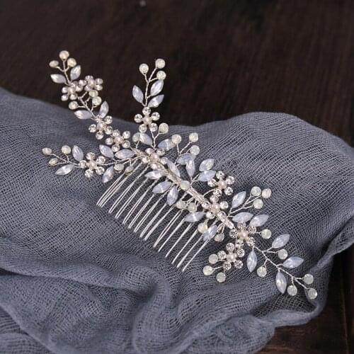 Luxury Opal Crystal Headbands for Women Bridal Headpiece Handmade Wedding Hair Comb Party Prom Hair Jewelry Hair Accessories