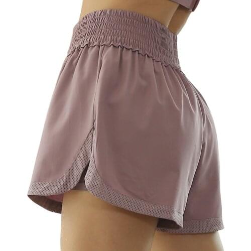 2020 New Sports Shorts Anti-glare High Waist Yoga Short Women Loose Thin Quick Dry Breathable Running Summer Mesh Fitness Shorts