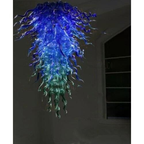 Peacock Blue LED Blown Glass Chandelier Lamps Hand Blown Art Glass Light Chain Indoor Lighting Home Decor
