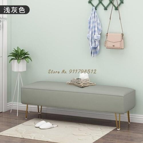 Nordic minimalist modern long sofa stool bedroom bed end stool shoe changing stool clothing store cloakroom orange bench