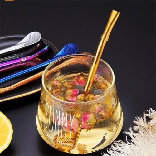 Stainless Steel Straws Metal Drinking Straws Reusable Filtered Stirring SpoonYerba Mate Tea Bombilla Tea Tools Bar Accessories