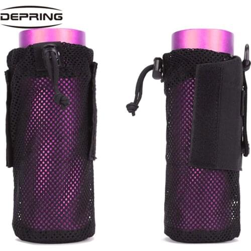 550ml Capacity Outdoor Sports Water Bottles Pouch Foldable Mesh Drawstring Bottle Holder Carrier 600D Nylon EDC Pouch