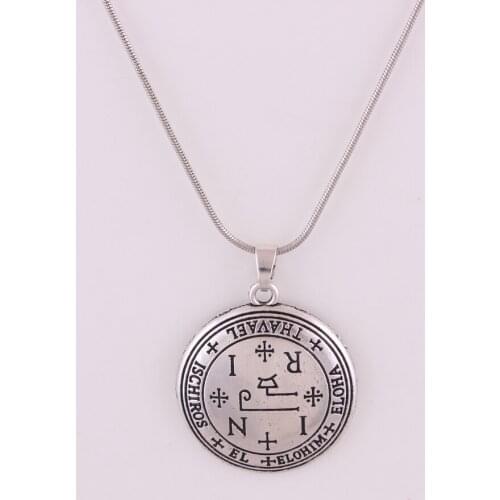 Women Men Jewelry Necklace Antique Silver Archangel Religions Amulet Talisman Solomon Style Viking Necklace