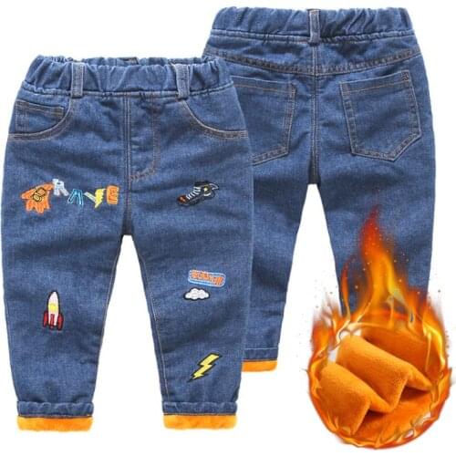 Little boy winter fleece warm pants children jeans cotton cowboy denim jeans fashion casual trousers jeans baby boys casual pant
