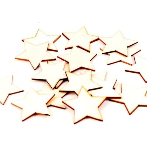 Natural Wood Star Pattern Wooden Scrapbooking Craft For Embellishments Handmade DIY Handicraft Home Decoration Accessory 10-30mm