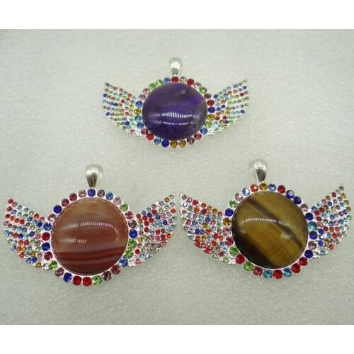 1PC hot sell Natural Stone Quartz Crystal lapis tiger eye Round Shaped Pendant for Diy Jewelry Making necklace for woman man