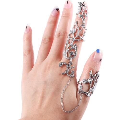 1PC Popular Fashion Women Lady Rings Multiple Link Chain Finger Stack Knuckle Band Rose Flower Crystal Ring Nice Jewelry Gift