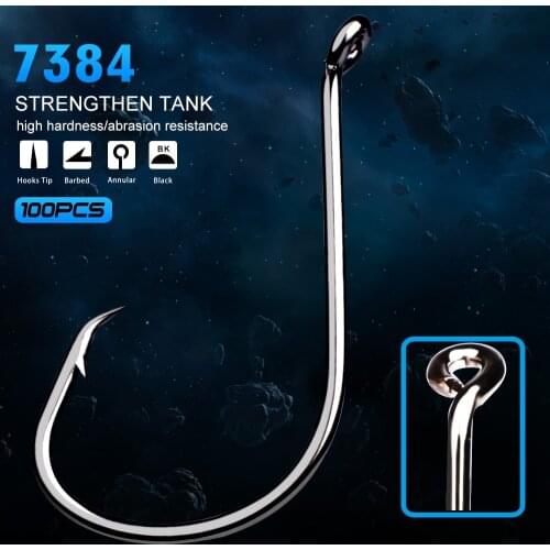100pcs/lot High Carbon Steel Hooks for Fishing and Baits Size 1/0-2/0-3/0-4/0-5/0-6/0-7/0-8/0 Black Fishing Jig Hooks