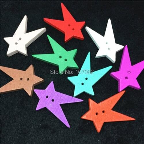 1000pcs 21x31mm Mixed Wooden Buttons Sharp Star Shape 2-hole Sewing Wood Button For Scrapbooking DIY Crafts