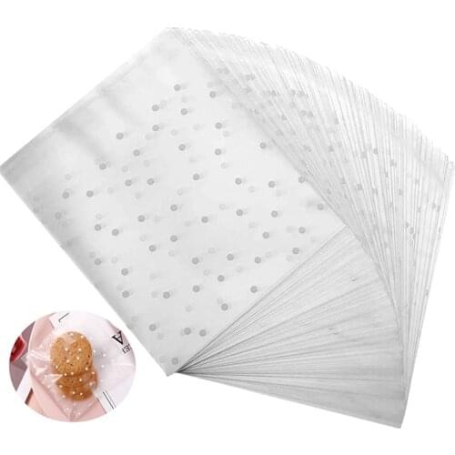 300pcs White Polka Dot Cookie Bags Self Adhesive Clear Candy Bags Cellophane Treat Bags for Party Chocolate Gift Wrapping
