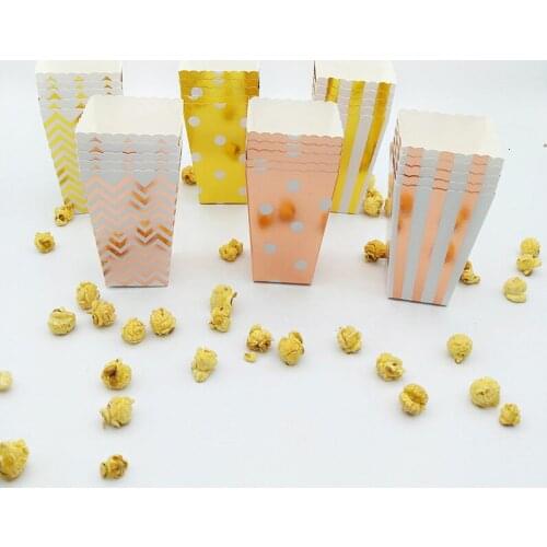36pcs Party Favor Gifts Rose Gold Popcorn Boxes Bakery Box Birthday Party Bridal Shower wedding Baby Shower Decorative boxes