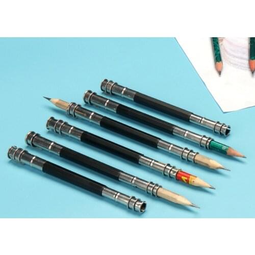 7PCS Metal Pencil Extender Sturdy Pencil Holder Lengthener Portable Pencil Extension Rod Artistic Drawing Supplies for Artists