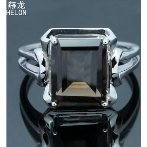 925 Sterling Silver 1.87ct Flawless 100% Genuine Smokey Quartz Vintage Style Engagement Ring Fine Jewelry Setting Cushion 10x8mm