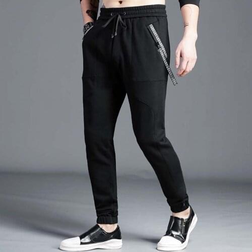 High Fashion Korean Sweat Pants Men Casual Joggers Hip Hop Harem Sweatpants Black Trousers Male Clothing